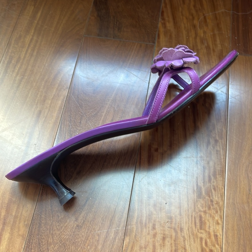 Salvatore Ferragamo vintage purple flower kitten heels size 10 - Picture 5 of 8
